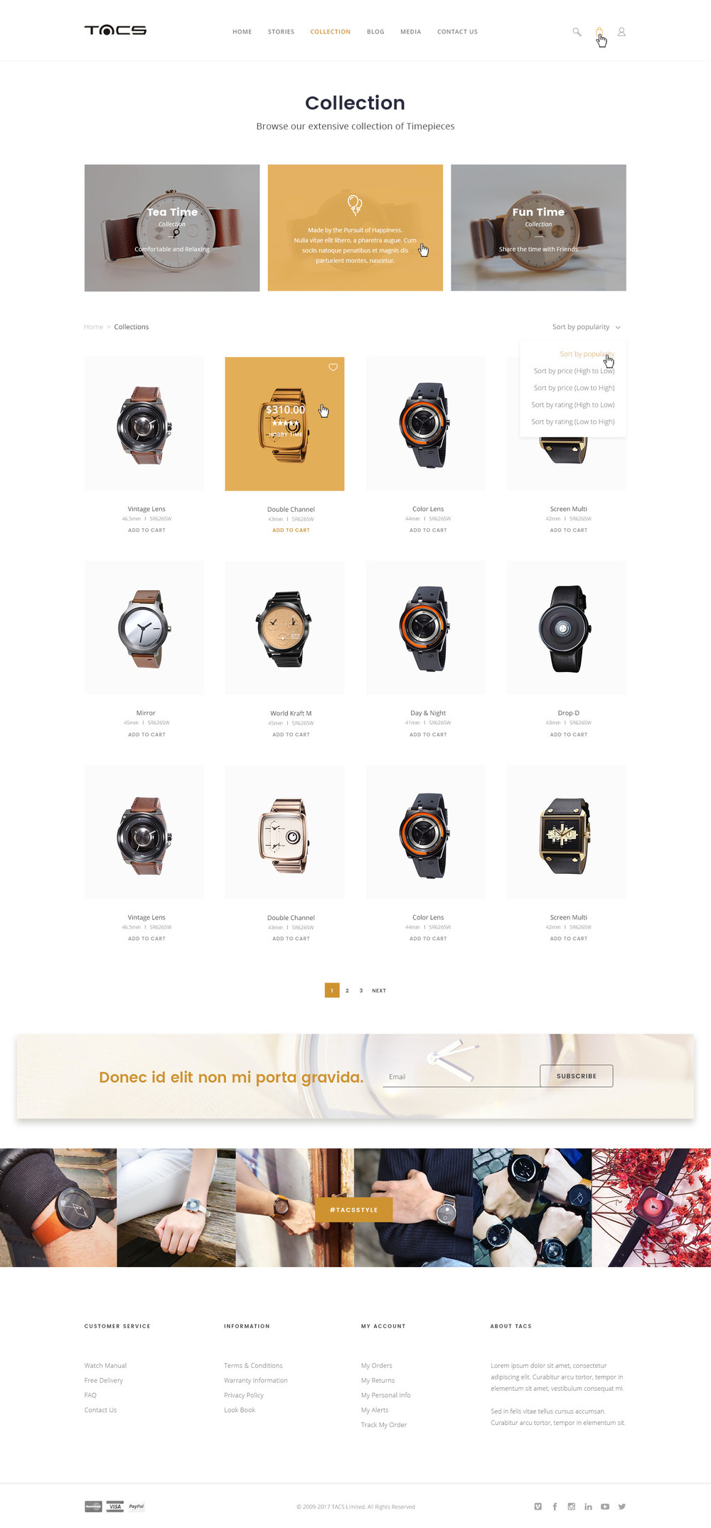 Tacs Watches Collections page