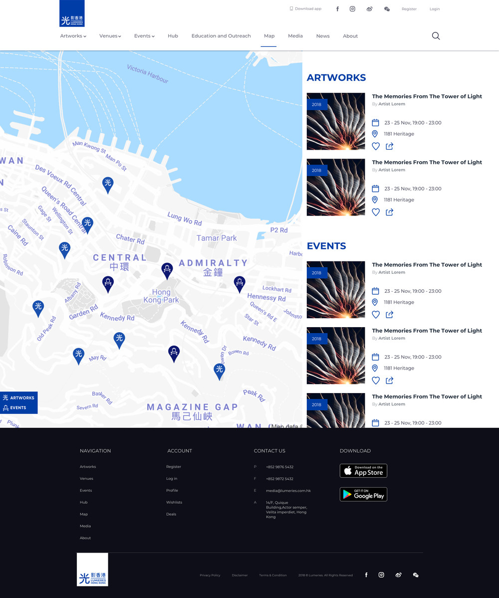Lumieres HK Map page